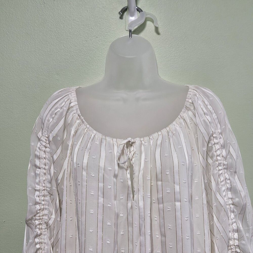 Ivory Romantic Blouse Cato Plus Size Women's Peasant Top 18/20 Gold Threads - Picture 2 of 11